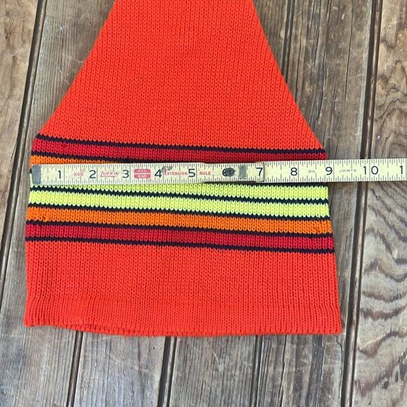 Vintage 1980s acrylic orange striped ski hat rescue me - Picture 4 of 5